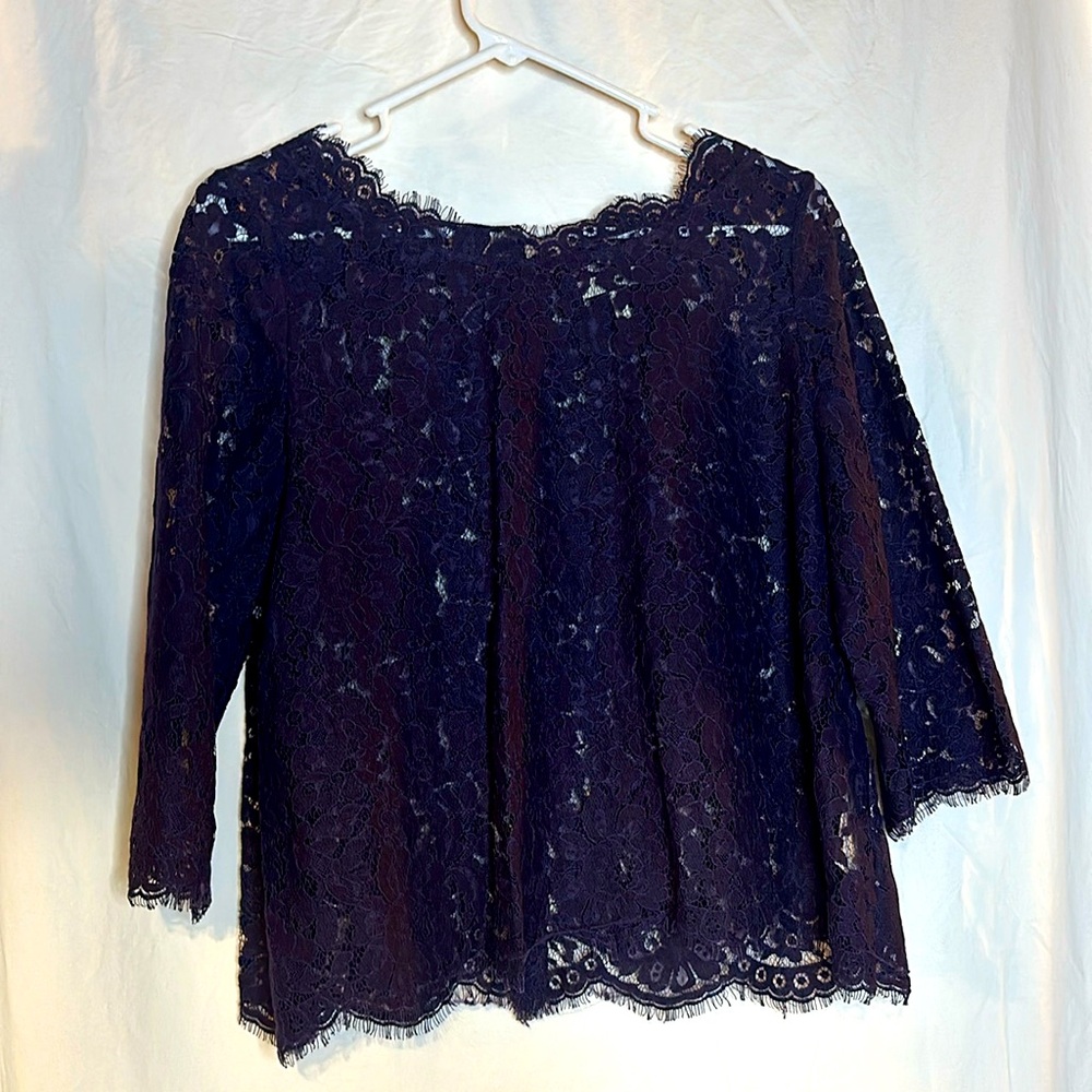 Joie deep purple lace blouse with button detailing